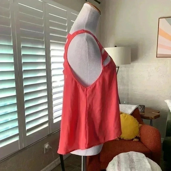 Garage orange pink chiffon flowy cutout tank top - Picture 3 of 6